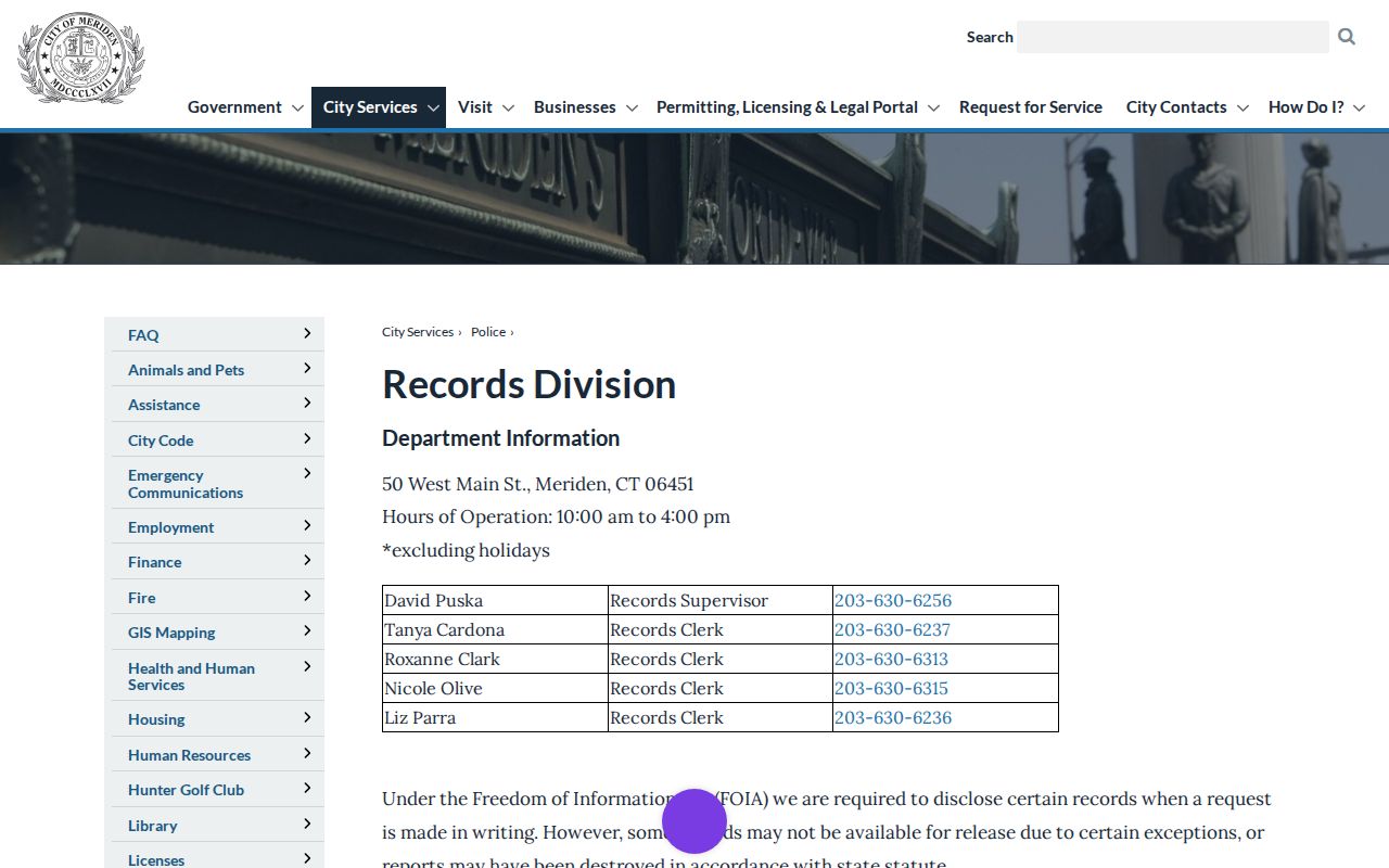Meriden Police booking record and mugshot request information